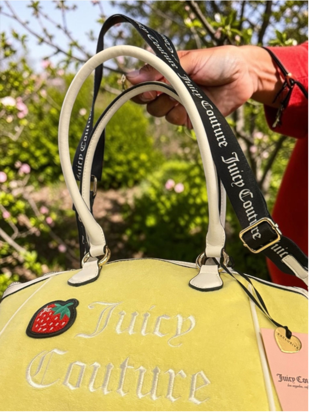 Juicy Couture Sweet N Juicy Apple Tote Yellow Pear Velour Satchel NWT $99 Y2K St